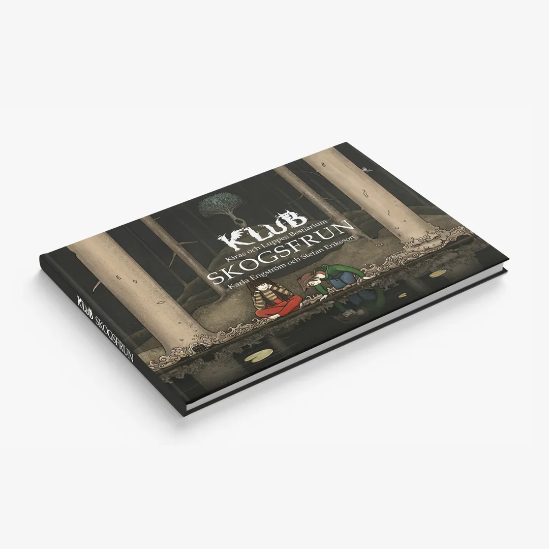 KLUB Skogsfrun book shown as a closed angled mockup